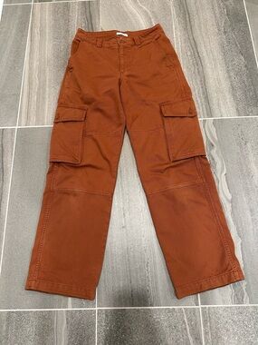 US Size 4 TNA Troop Cargo Pants Wide Straight Leg - Rust Orange